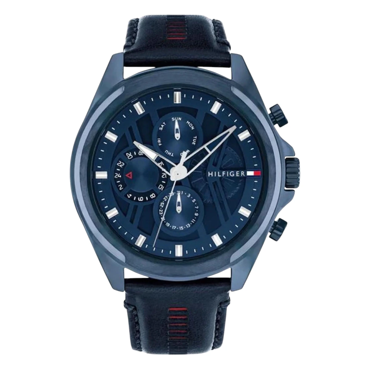 1710655_1 Tommy Hilfiger Jax Quartz Läder Blå - Bild 1