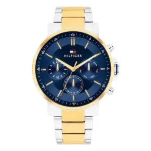 Tommy Hilfiger Tyson Quartz Tvåfärgad Stållänk Blå