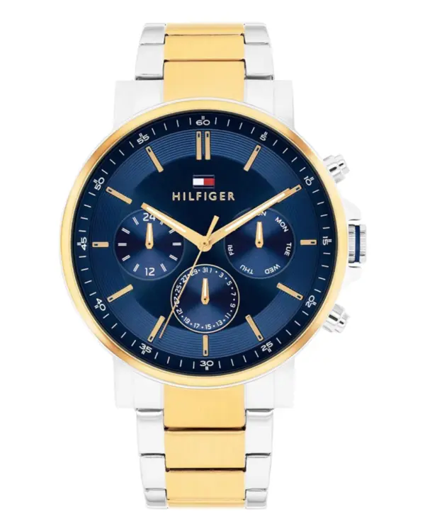 Tommy Hilfiger Tyson Quartz Tvåfärgad Stållänk Blå