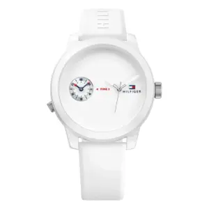 Tommy Hilfiger Denim Dualtimer Quartz Silikon Vit
