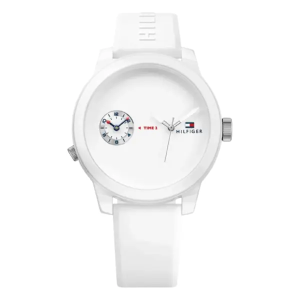 Tommy Hilfiger Denim Dualtimer Quartz Silikon Vit