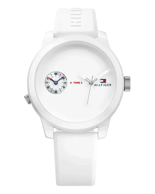 Tommy Hilfiger Denim Dualtimer Quartz Silikon Vit