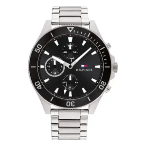 Tommy Hilfiger Larson Quartz Silverfärgad Stållänk Svart