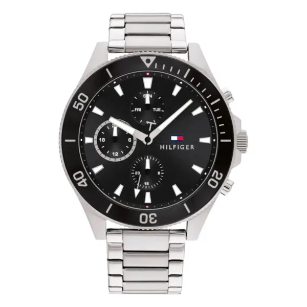 Tommy Hilfiger Larson Quartz Silverfärgad Stållänk Svart