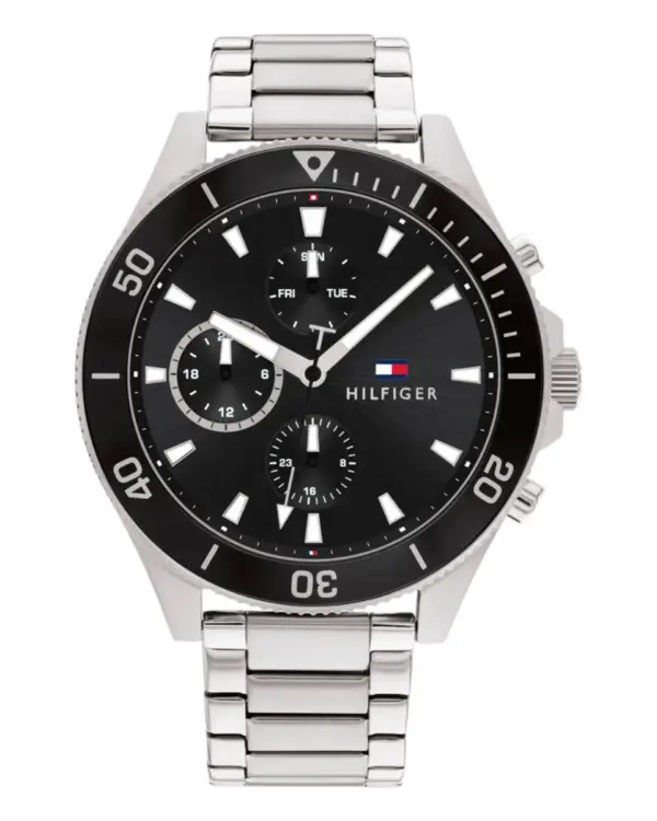 Tommy Hilfiger Larson Quartz Silverfärgad Stållänk Svart
