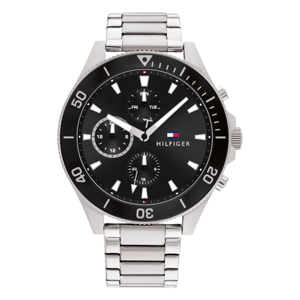 1791916 Tommy Hilfiger Larson Quartz Silverfärgad Stållänk Svart