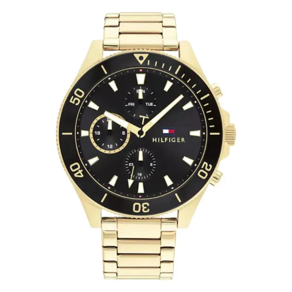 Tommy Hilfiger Larson Quartz Guldfärgad Stållänk Svart