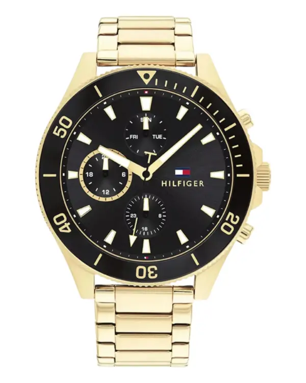 Tommy Hilfiger Larson Quartz Guldfärgad Stållänk Svart