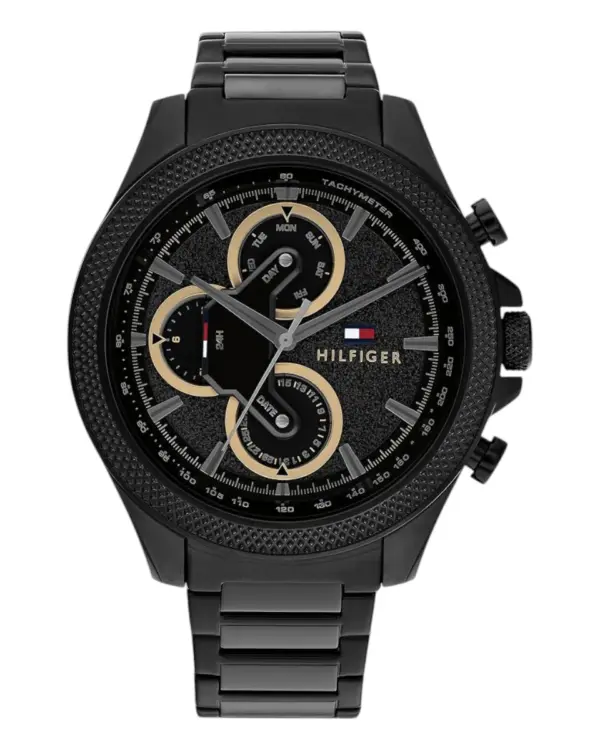 Tommy Hilfiger Clark Quartz Svart Stållänk Svart/Guld