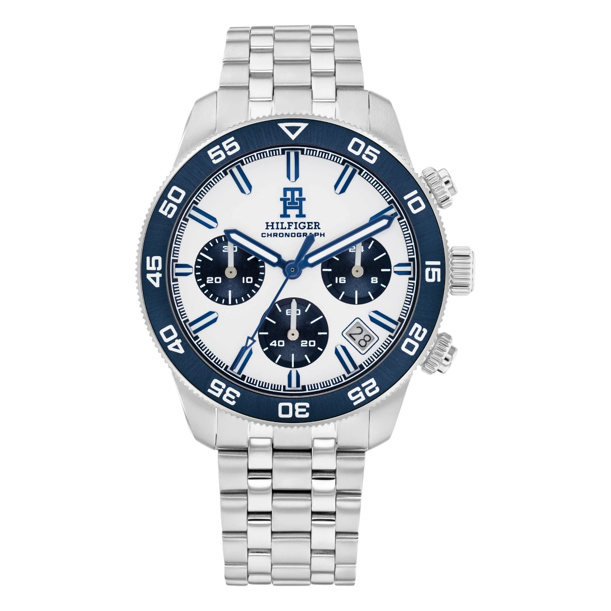 1792157_1 Tommy Hilfiger TH85 Chrono Quartz Stållänk Vit - Bild 1