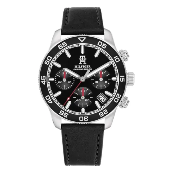 Tommy Hilfiger TH85 Chrono Quartz Läder Svart