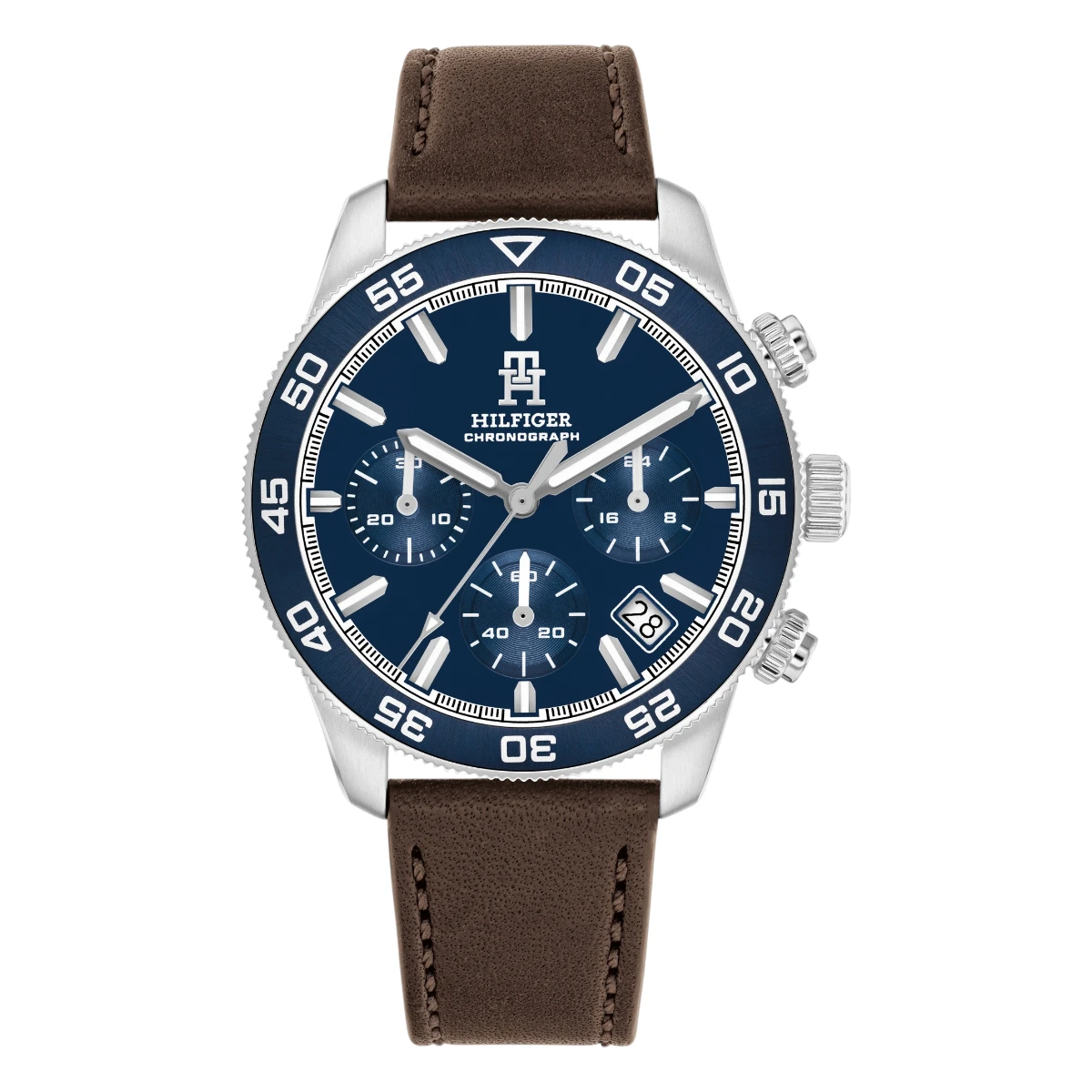 1792163_1 Tommy Hilfiger TH85 Chrono Quartz Läder Blå - Bild 1