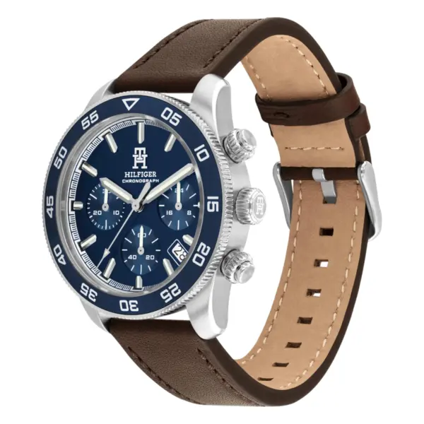 Tommy Hilfiger TH85 Chrono Quartz Läder Blå, bild 2