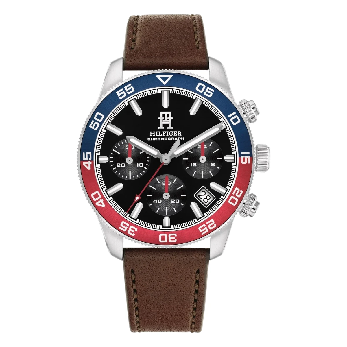 1792166_1 Tommy Hilfiger TH85 Chrono Quartz Brunt Läder Svart - Bild 1