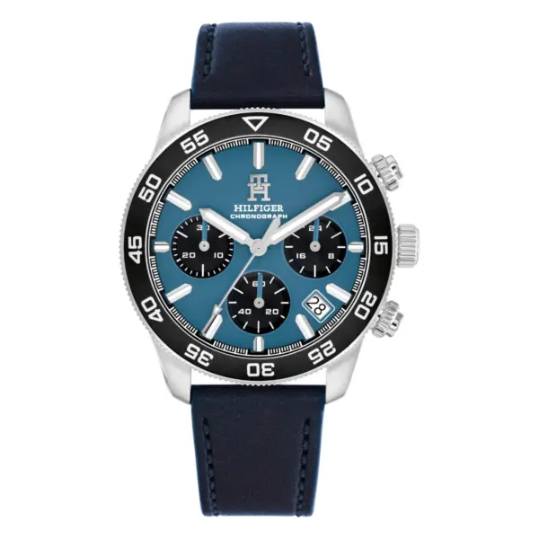 Tommy Hilfiger TH85 Chrono Quartz Läder Blå