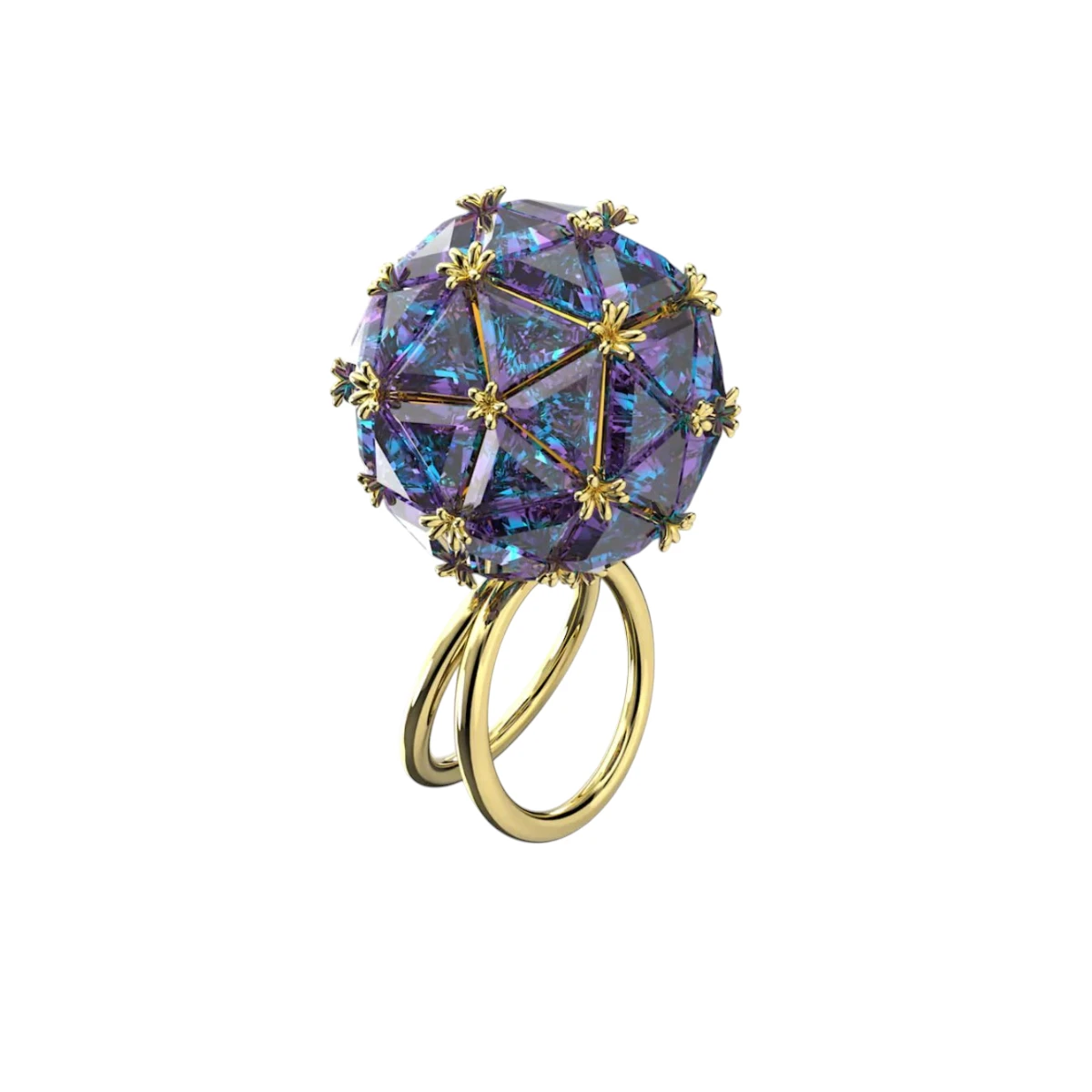 5630307 Swarovski Curiosa Ring Rund Guldfärgad Blå 50 - Bild 1