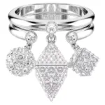 Swarovski Dextera Ringset Silverfärgad Vit 52