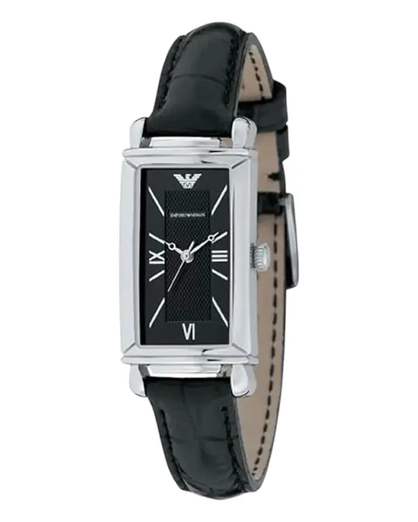 Armani Damklocka Quartz Grå Boett Läderband Svart