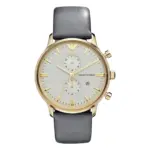 Armani Herrklocka Quartz Svart läderband Guld