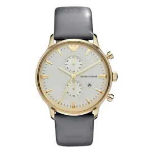 Armani Herrklocka Quartz Svart läderband Guld