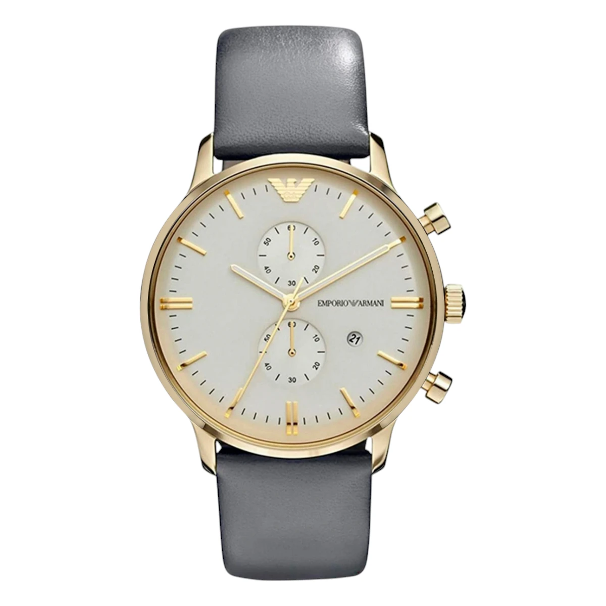 AR0386 Armani Herrklocka Quartz Svart läderband Guld