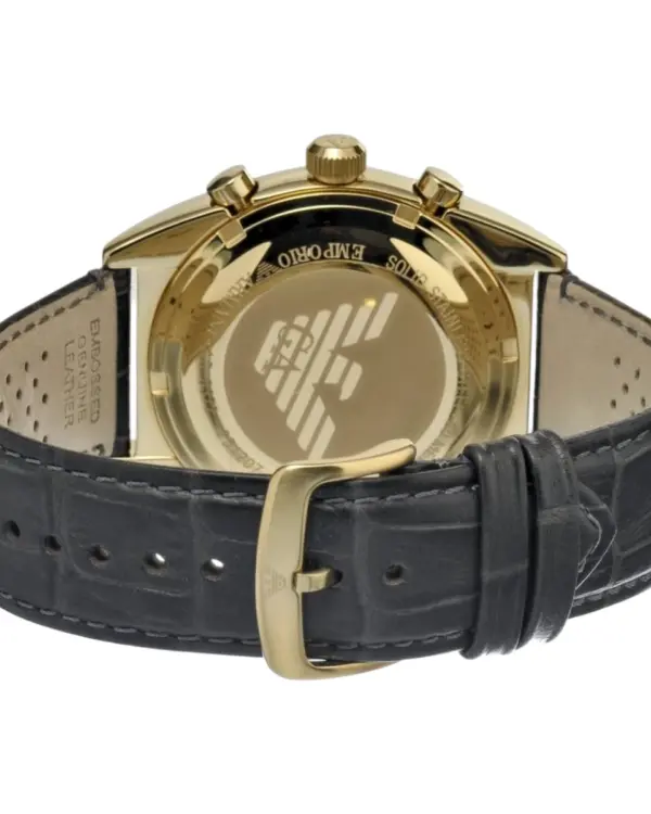 Armani Herrklocka Quartz Svart läderband Guld