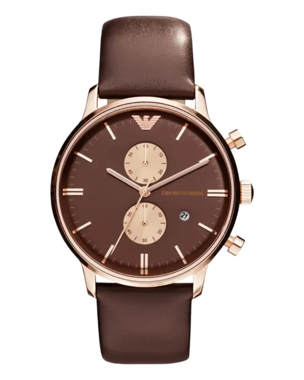 Armani Herrklocka Quartz Guldfärgad boett Brun