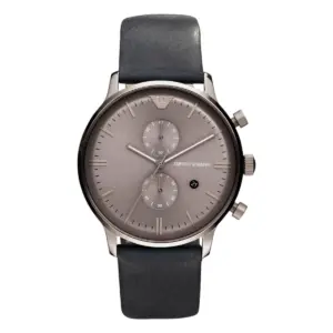 Armani Herrklocka Quartz Läderarmband Grå