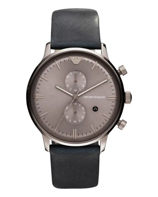 Armani Herrklocka Quartz Läderarmband Grå