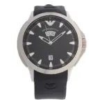Armani Quartz Silverfärgad Boett Gummiarmband Svart - Bild 2