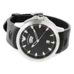 Armani Quartz Silverfärgad Boett Gummiarmband Svart - Bild 4