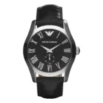 Armani Classic Quartz Liten Sekundvisare Läderarmband Svart