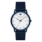 Armani Herrklocka Quartz Blå Stållänk Vit