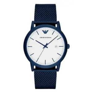 Armani Herrklocka Quartz Blå Stållänk Vit