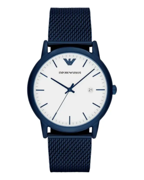 Armani Herrklocka Quartz Blå Stållänk Vit