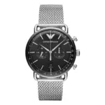 Armani Aviator Quartz Kronograf Mesharmband Svart