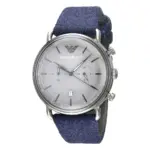 Armani Herrklocka Quartz Blått Läderarmband Grå