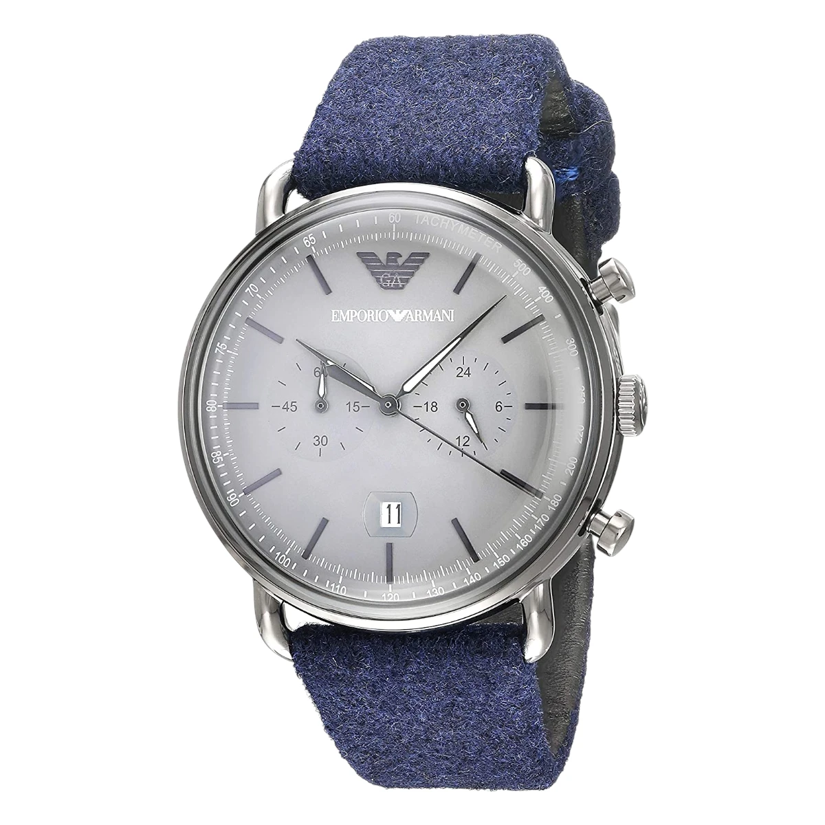 AR11144 Armani Herrklocka Quartz Blått Läderarmband Grå