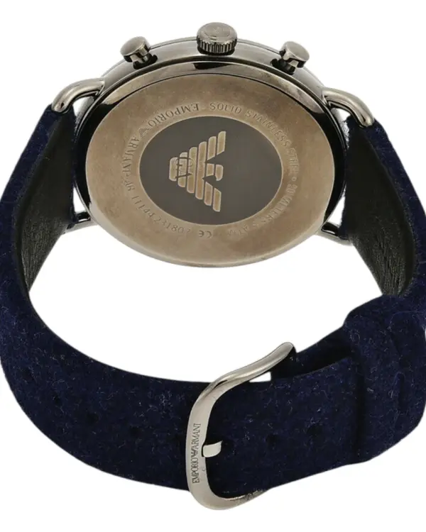 Armani Herrklocka Quartz Blått Läderarmband Grå