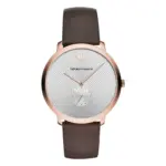 Armani Quartz Liten Sekundvisare Roséguldfärgad Boett Läderarmband Silver