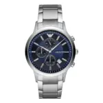 Armani Herrklocka Quartz Silverfärgad Stållänk Blå