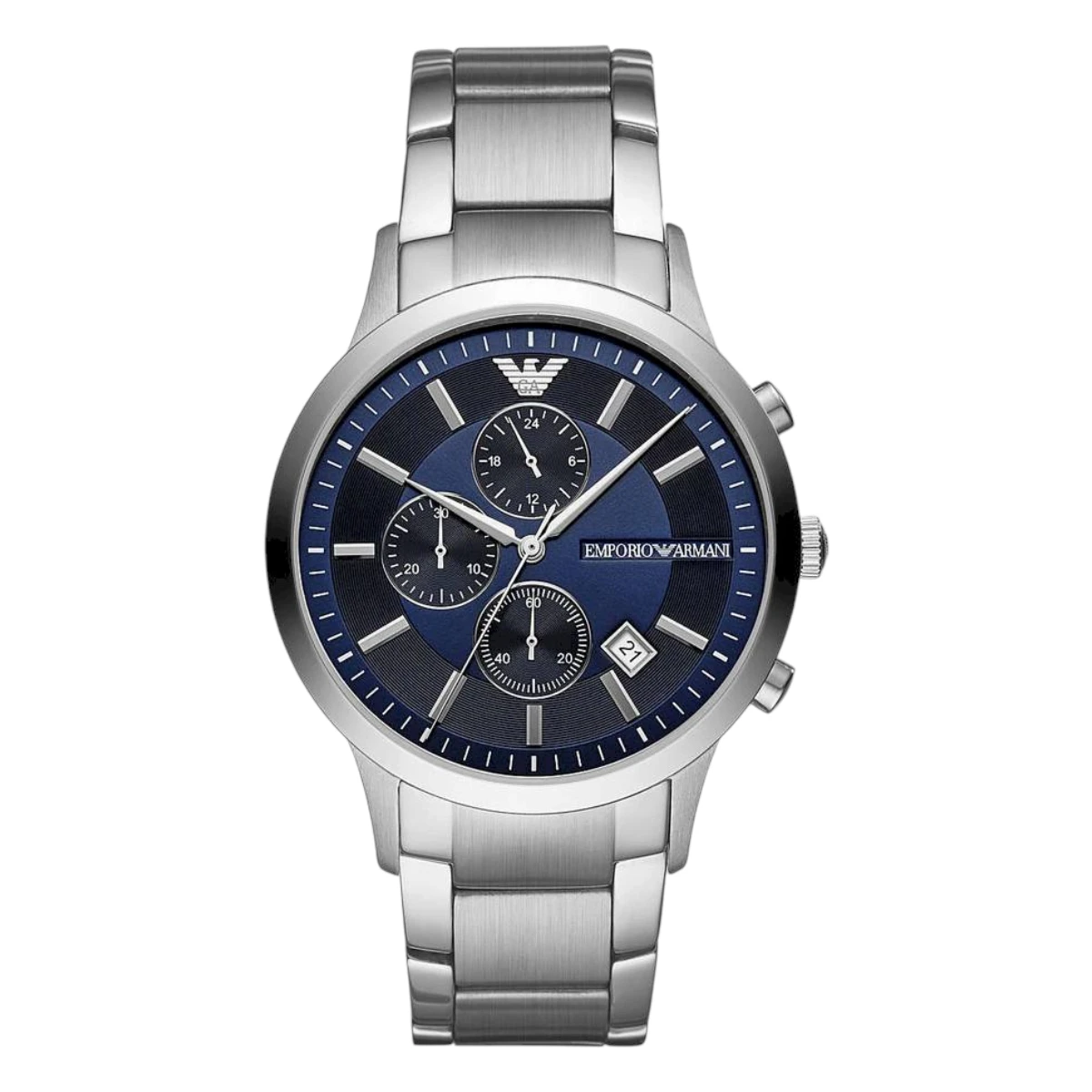AR11164 Armani Herrklocka Quartz Silverfärgad Stållänk Blå
