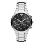 Armani Herrklocka Quartz Silverfärgad Stållänk Svart