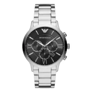 Armani Herrklocka Quartz Silverfärgad Stållänk Svart