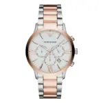 Armani Giovanni Quartz Kronograf Tvåfärgad Stållänk Vit