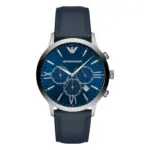 Armani Herrklocka Quartz Blått Läderarmband Blå