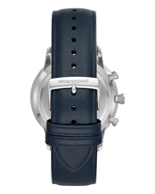 Armani Herrklocka Quartz Blått Läderarmband Blå