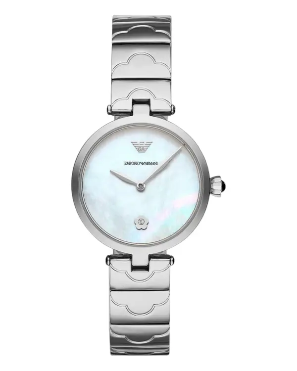 Armani Damklocka Quartz Stållänk Pärlemor