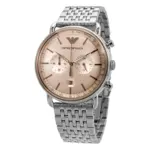 Armani Herrklocka Quartz Silverfärgad Stållänk Guld