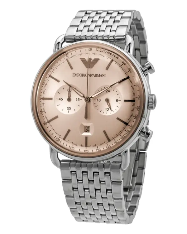 Armani Herrklocka Quartz Silverfärgad Stållänk Guld